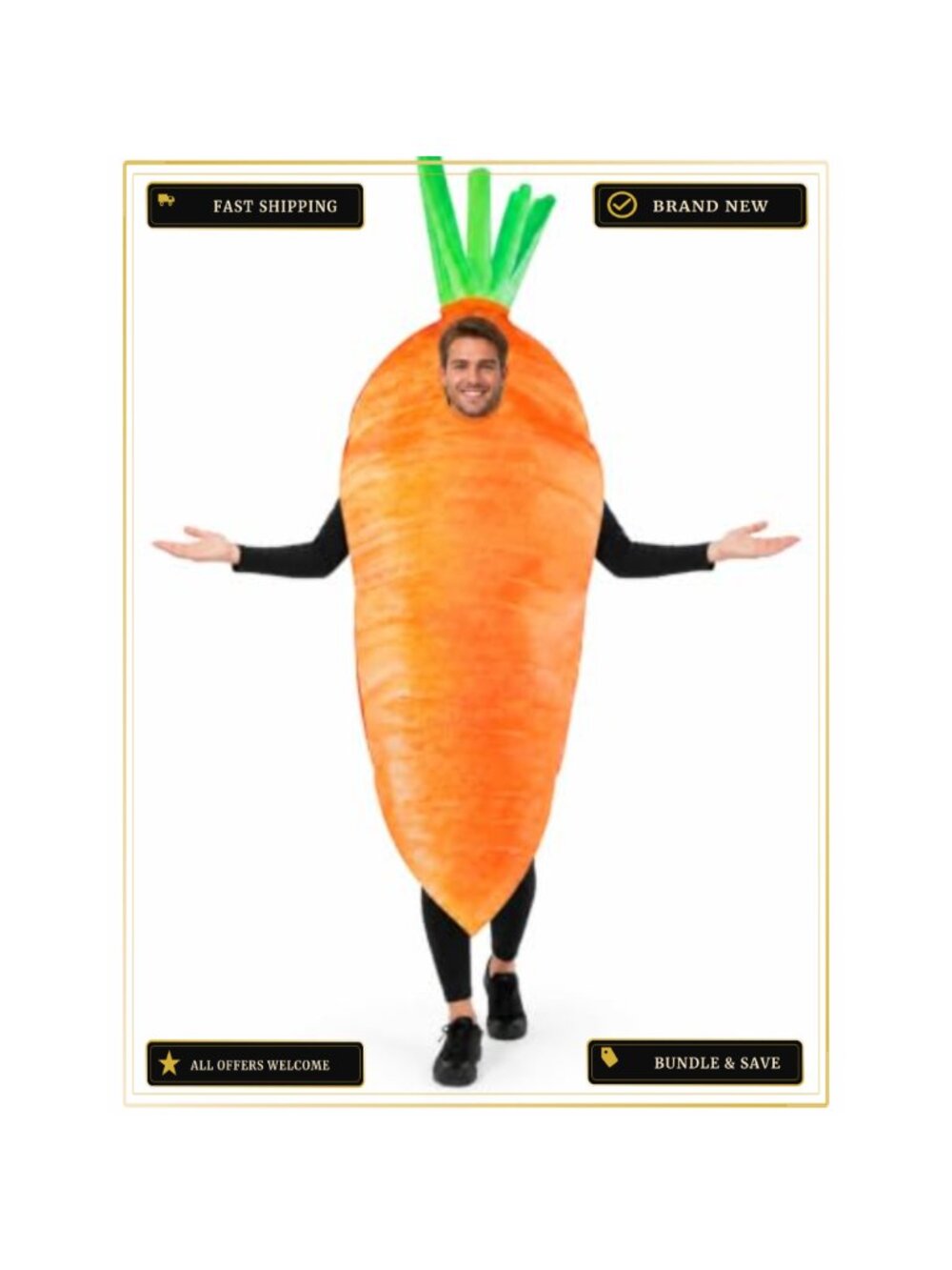Adult Carrot Costume Unisex Plus Size Pullover Halloween Easter Cosplay